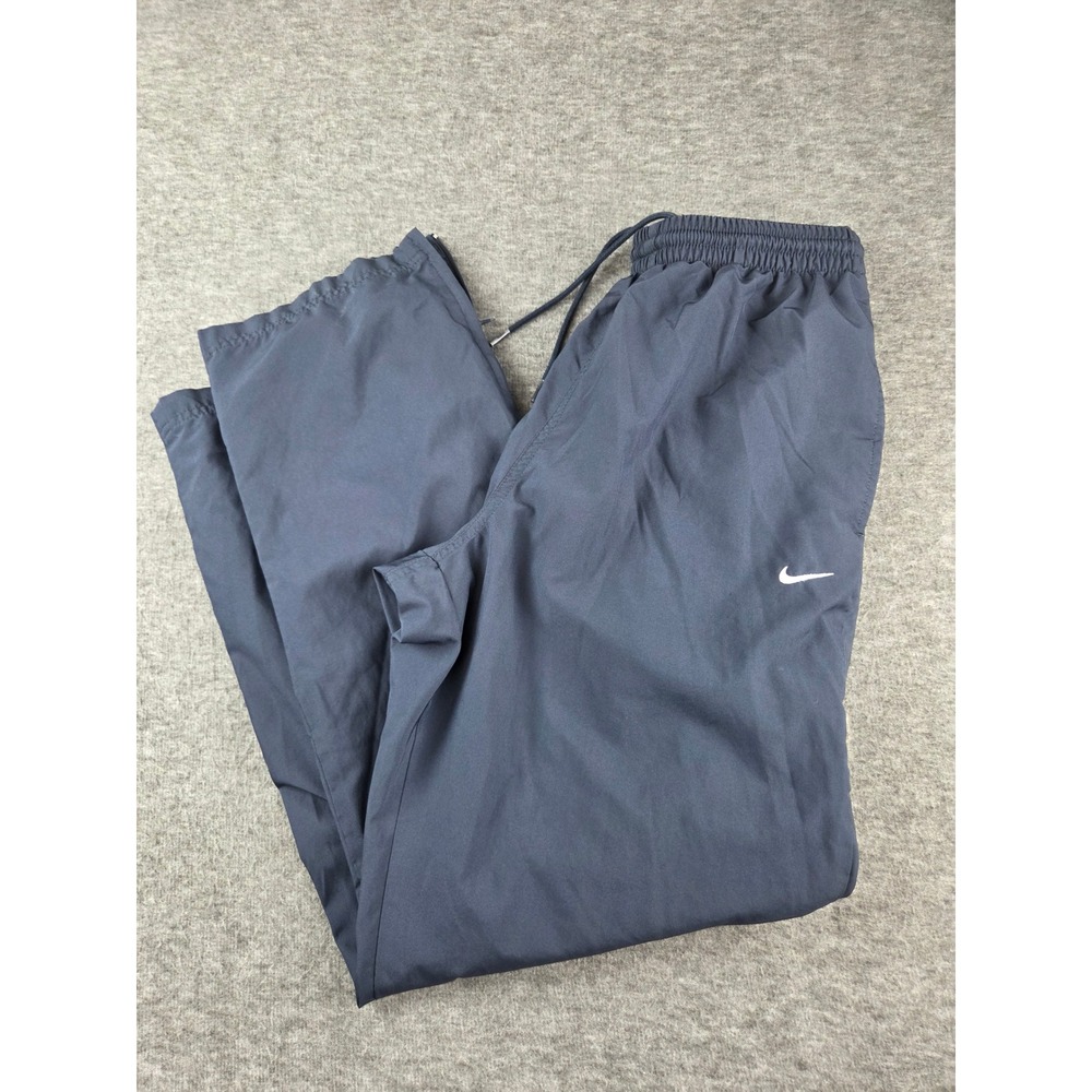 Nike Track Pants Mens M Navy Blue Mesh Lined Zipper Hem Athletic Swoosh Logo